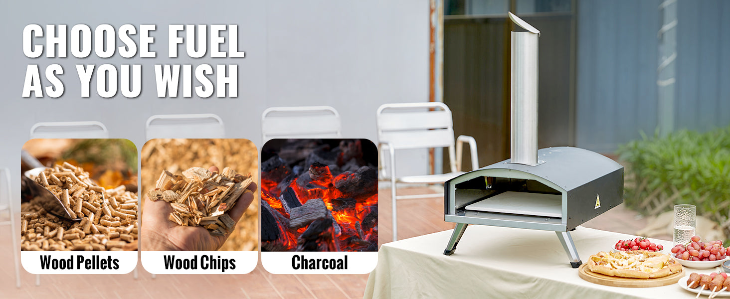 Succebuy 12inch Outdoor Oven Charcoal Fired Maker Portable Outside Stainless Steel Grill&Pizza Waterproof for Backyard Camping