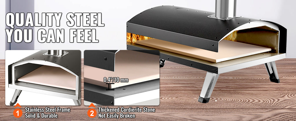 Succebuy 12inch Outdoor Oven Charcoal Fired Maker Portable Outside Stainless Steel Grill&Pizza Waterproof for Backyard Camping