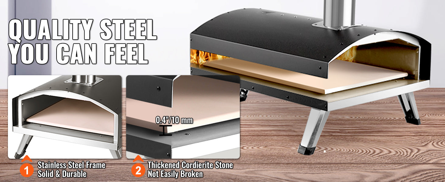 Succebuy 12inch Outdoor Oven Charcoal Fired Maker Portable Outside Stainless Steel Grill&Pizza Waterproof for Backyard Camping