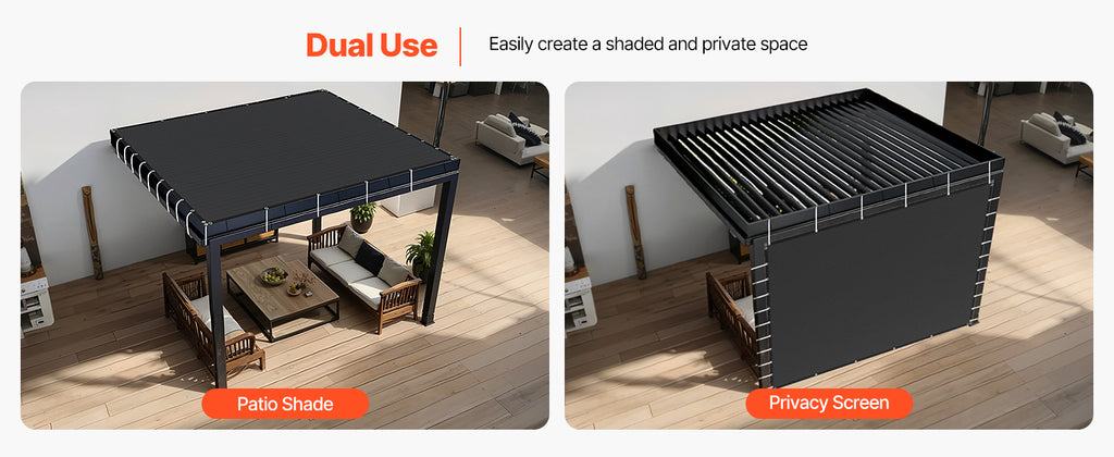 SucceBuy 90% Sun Shade Cloth 10x10/12/20ft Pergola Shade Cover 140 GSM HDPE Canopy Privacy Screen for Outdoor Garden Backyard