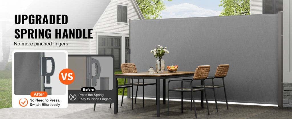 SucceBuy Retractable Side Awning Outdoor Privacy Polyester Water-proof Retractable Patio Screen UV 30+ Room Divider Wind Screen